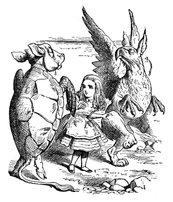 Framed Print : Gryphon and Mock Turtle - Alice in Wonderland 1897 Framed Print : Gryphon and Mock Turtle - Alice in Wonderland 1897