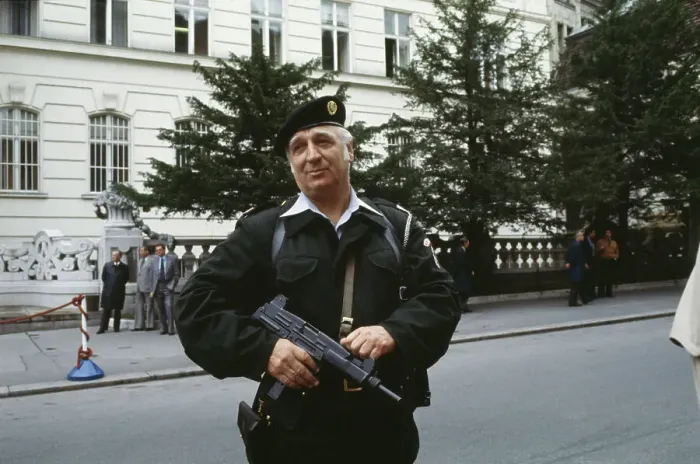 Framed Print : Guard Outside US Embassy In Vienna Framed Print : Guard Outside US Embassy In Vienna