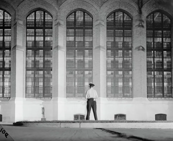 Framed Print : Guard Standing Watch at Prison Framed Print : Guard Standing Watch at Prison