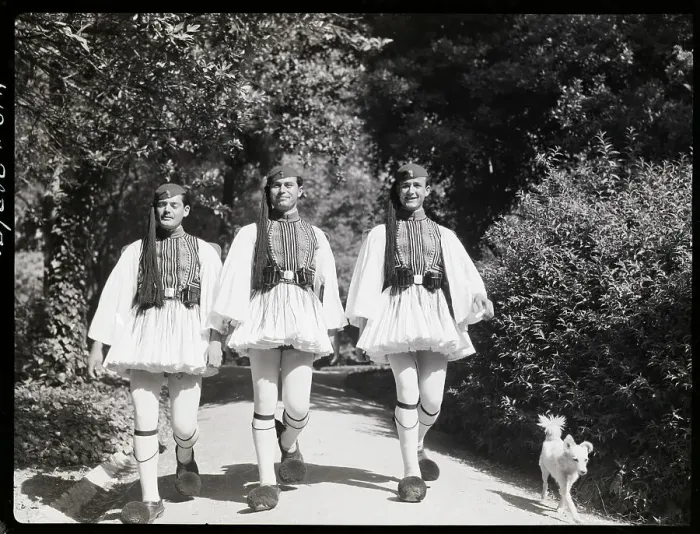 Framed Print : Guards in Parade Uniform Stroll in Park