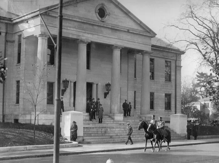 Framed Print : Guards Waiting Outside of a Courthouse Framed Print : Guards Waiting Outside of a Courthouse