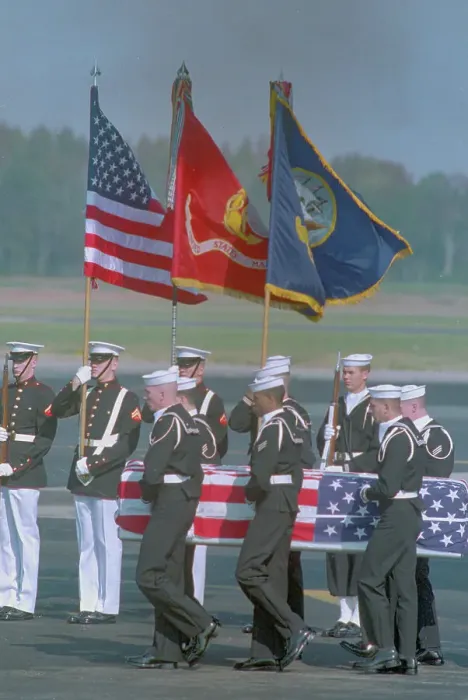 Framed Print : Guardsmen carrying Coffin Past Color Guard Framed Print : Guardsmen carrying Coffin Past Color Guard