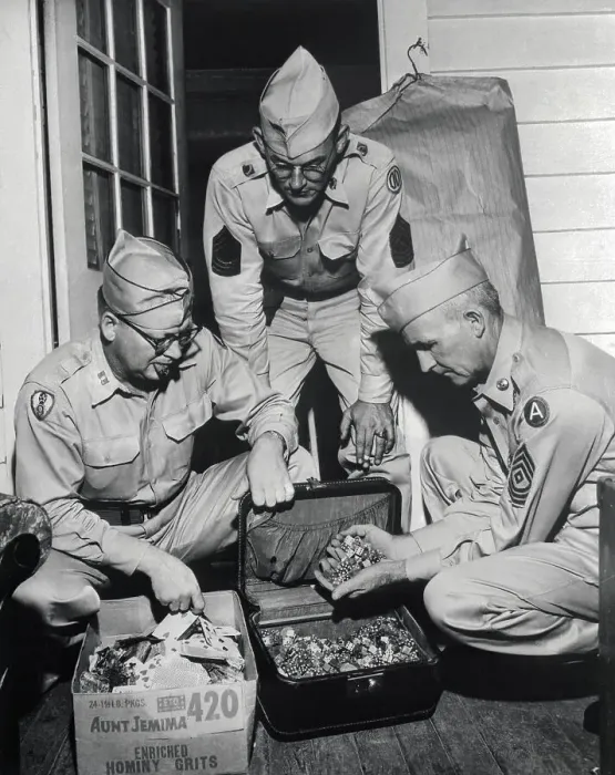 Framed Print : Guardsmen Inspecting Boxes Framed Print : Guardsmen Inspecting Boxes