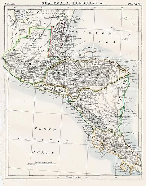 Guatemala and Honduras map 1883