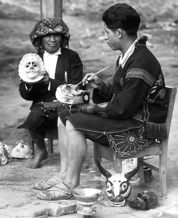 Framed Print : GUATEMALA MASK CARVERS