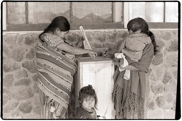 Framed Print : Guatemalan Women with Children Cast Votes Framed Print : Guatemalan Women with Children Cast Votes