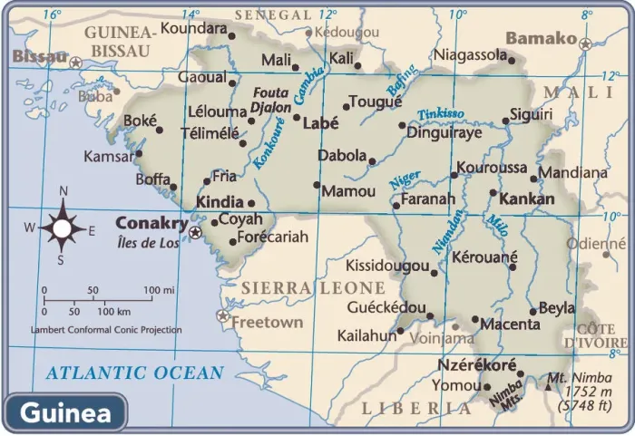 Framed Print : Guinea country map Framed Print : Guinea country map