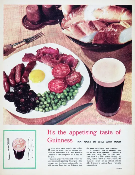 Framed Print : Guinness. 1955: Advertisement for Guinness stout showing a serving suggestion Framed Print : Guinness. 1955: Advertisement for Guinness stout showing a serving suggestion