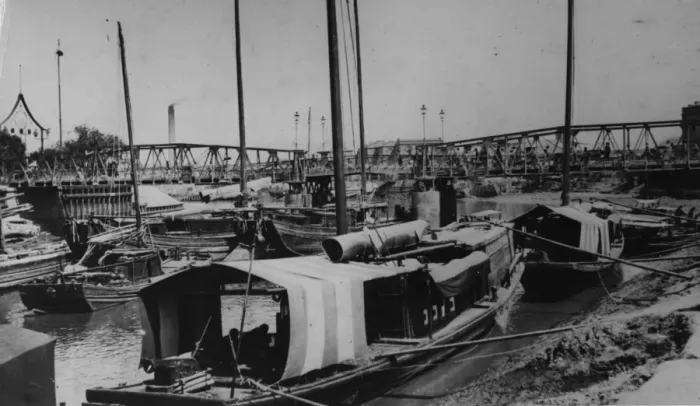 Framed Print : Gun Boats. circa 1860: Gun boats in the Chinese harbour of Tientsin
