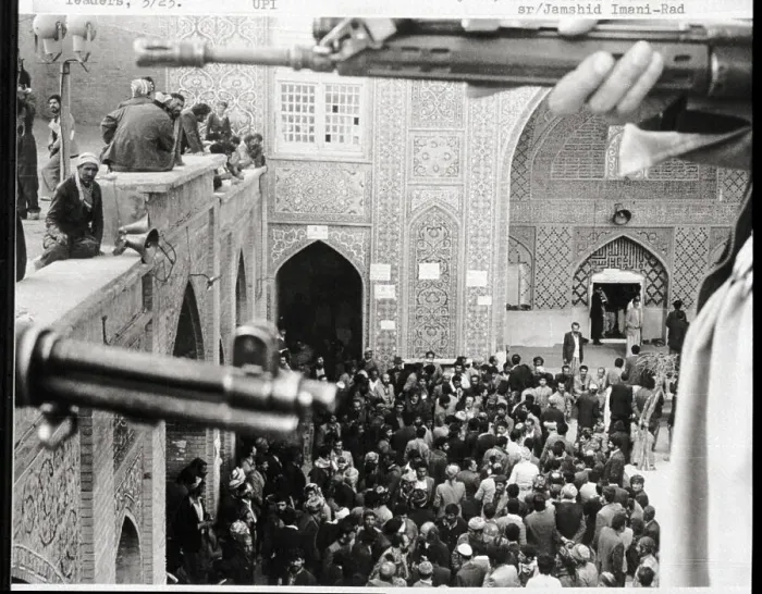 Framed Print : Gunmen Oversee Mosque Courtyard Framed Print : Gunmen Oversee Mosque Courtyard