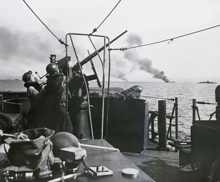 Framed Print : Gunners On Ship Firing 20Mm Gun Framed Print : Gunners On Ship Firing 20Mm Gun
