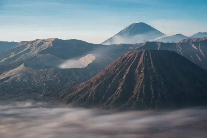 Framed Print : Gunung Bromo mountain active volcano with mt batok and mt semeru famous place in the morning fog. east java, indonesia Framed Print : Gunung Bromo mountain active volcano with mt batok and mt semeru famous place in the morning fog. east java, indonesia
