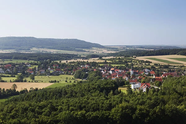 Gunzendorf, view from Senftenberg, municipality of Buttenheim, Little Switzerland, Upper Franconia, Franconia, Bavaria, Germany, Europe