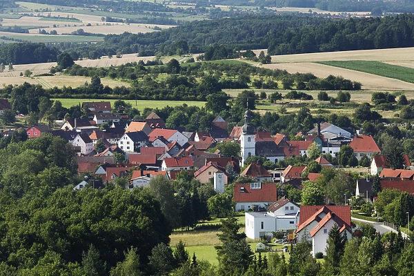 Gunzendorf, view from Senftenberg, municipality of Buttenheim, Little Switzerland, Upper Franconia, Franconia, Bavaria, Germany, Europe, PublicGround