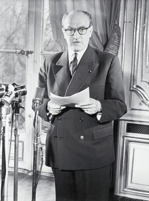 Framed Print : Guy Mollet Speaking on Radio