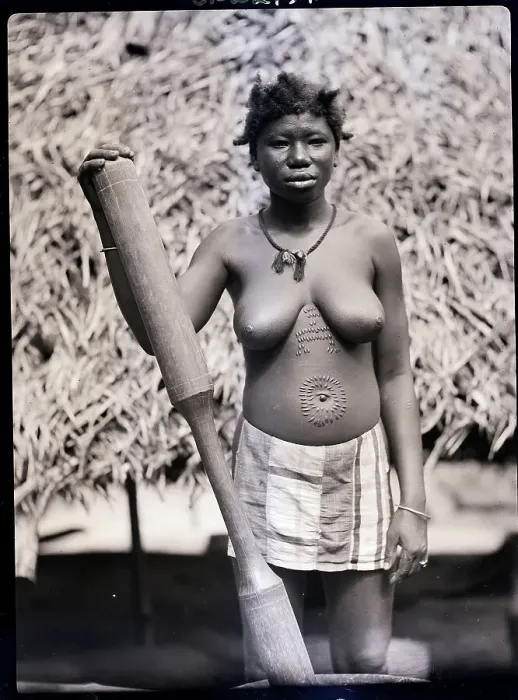 Framed Print : Guyanan Woman with Ritual Scarring