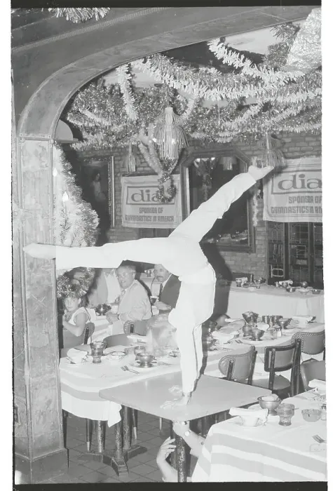 Framed Print : Gymnast Balancing on Table Framed Print : Gymnast Balancing on Table