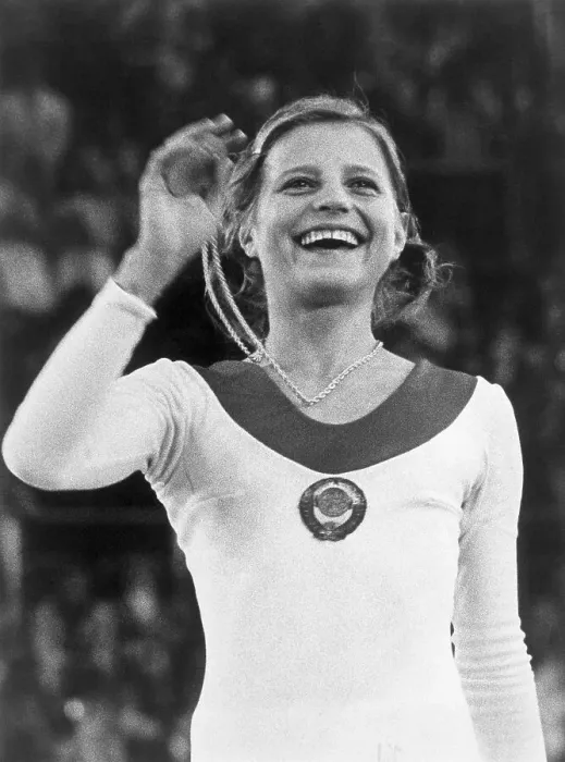 Framed Print : Gymnast Olga Korbut Holding Gold Medal, 1972