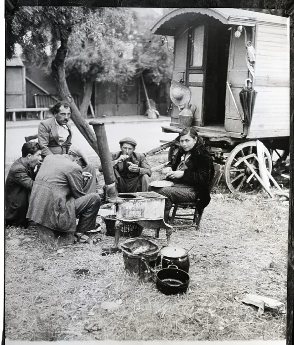 Framed Print : Gypsies Cooking On Portable Stove Framed Print : Gypsies Cooking On Portable Stove