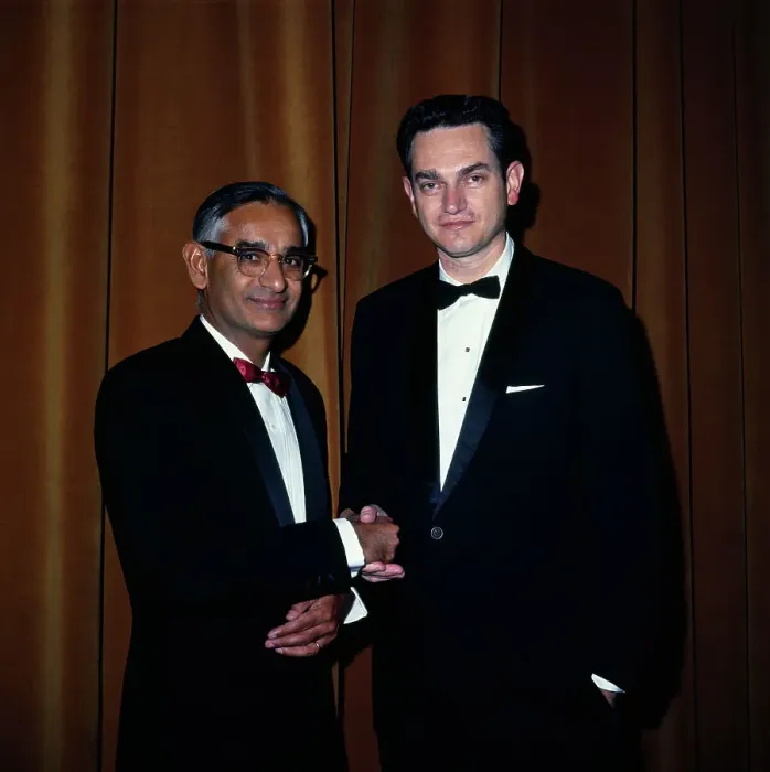 Framed Print : H. Gobind Khorana Shaking Hands with Marshall W. Nirenberg Framed Print : H. Gobind Khorana Shaking Hands with Marshall W. Nirenberg