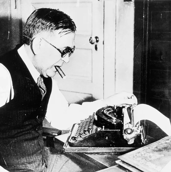 Framed Print : H. L. Mencken Working With Cigar in His Mouth Framed Print : H. L. Mencken Working With Cigar in His Mouth
