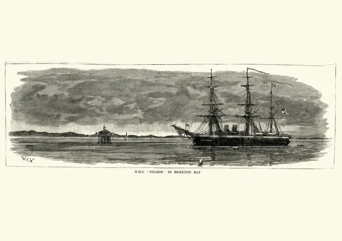 Framed Print : H. M.s Nelson in Moreton Bay, Australia, 19th Century Framed Print : H. M.s Nelson in Moreton Bay, Australia, 19th Century