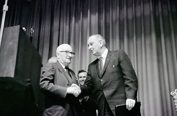 Framed Print : H. Truman & L. Johnson Shaking Hands Framed Print : H. Truman & L. Johnson Shaking Hands