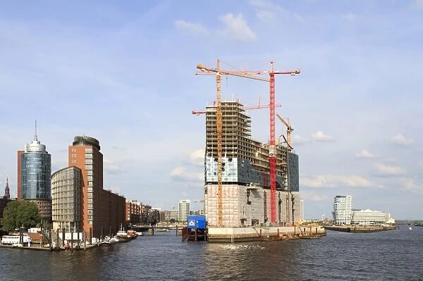 HafenCity with the construction site of the Elbe Philharmonic Hall, Hamburg, Germany, Europe