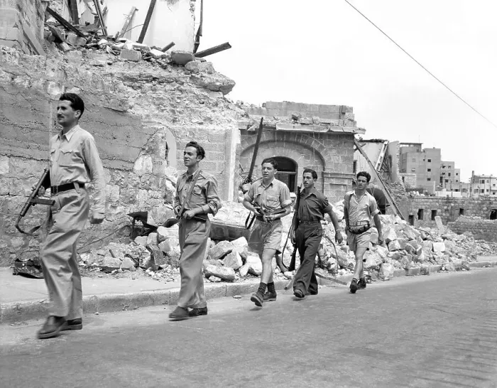 Framed Print : Haganah Troops and Ruined Buildings Framed Print : Haganah Troops and Ruined Buildings