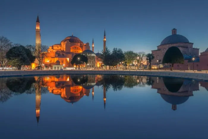 Framed Print : Hagia sophia with reflection