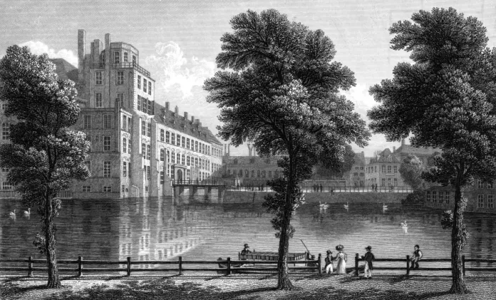 Framed Print : The Hague. 20th December 1825: The Palace at the Hague in the Netherlands seen Framed Print : The Hague. 20th December 1825: The Palace at the Hague in the Netherlands seen
