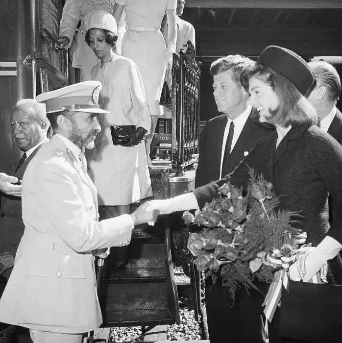 Framed Print : Haile Selassie Bows Meeting Kennedys Framed Print : Haile Selassie Bows Meeting Kennedys