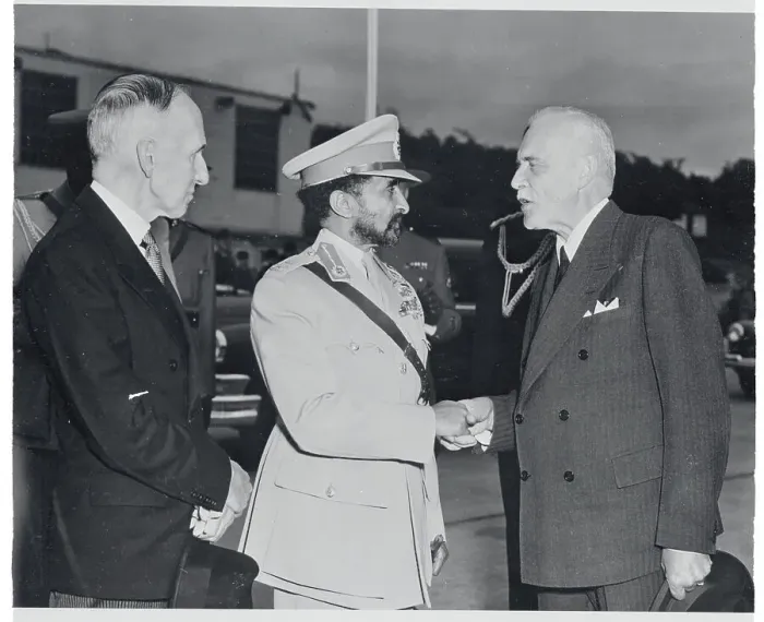 Framed Print : Haile Selassie I Shaking Hands with Louis St. Laurent Framed Print : Haile Selassie I Shaking Hands with Louis St. Laurent