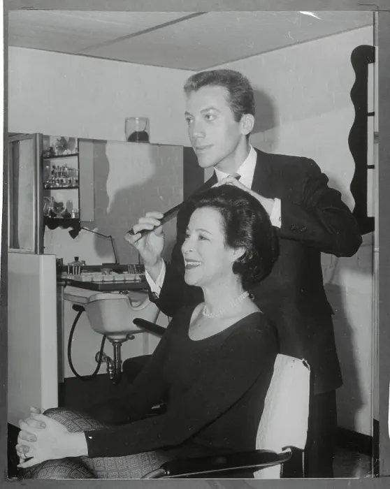 Framed Print : Hairstylist Doing Kitty Carlisle's Hair Framed Print : Hairstylist Doing Kitty Carlisle's Hair