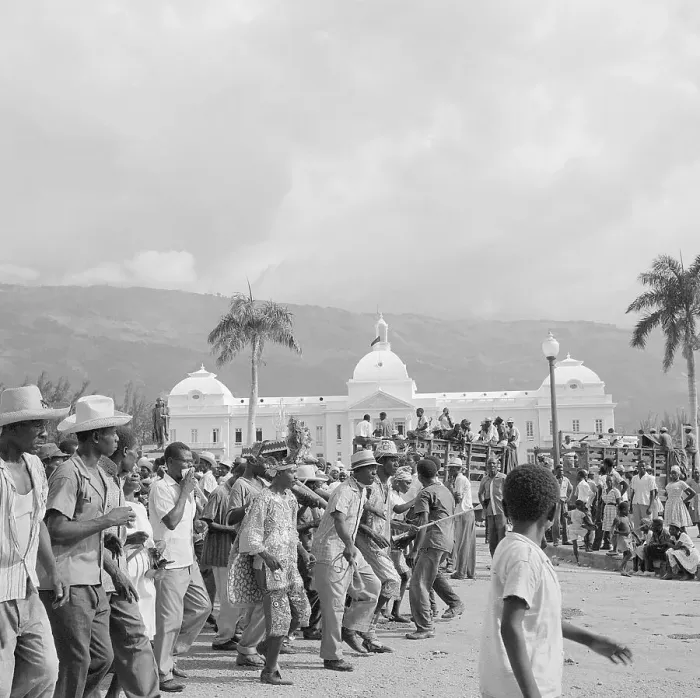 Framed Print : Haitians Celebrate Before Palace Framed Print : Haitians Celebrate Before Palace