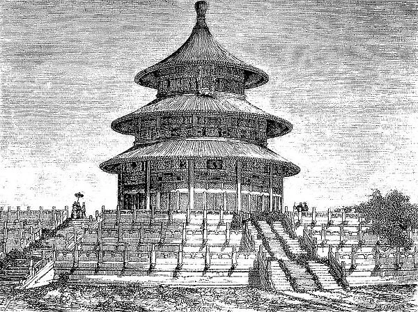 Hall of Prayer for Good Harvests, the largest building of the Temple of Heaven, Beijing, China, Historic, digitally restored reproduction of a 19th century original, exact original date unknown
