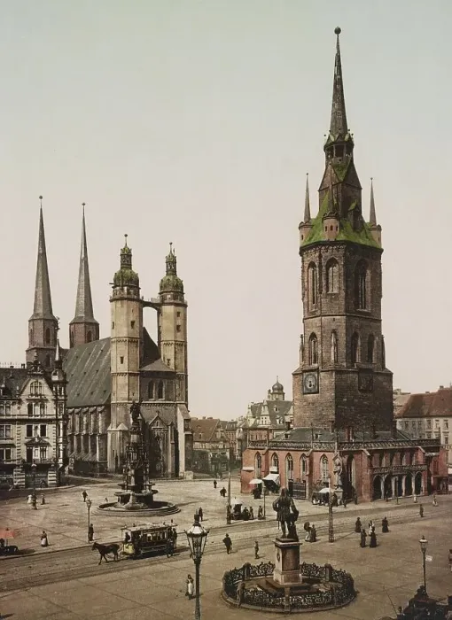 Framed Print : Halle an der Saale, Old Town, Saxony-Anhalt, Germany, Historical, Photochrome print from the 1890s Framed Print : Halle an der Saale, Old Town, Saxony-Anhalt, Germany, Historical, Photochrome print from the 1890s