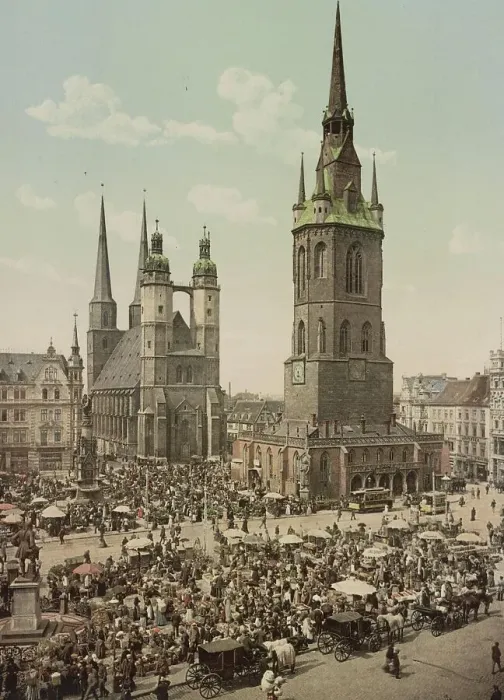 Framed Print : Halle an der Saale, Old Town, Saxony-Anhalt, Germany, Historical, Photochrome print from the 1890s Framed Print : Halle an der Saale, Old Town, Saxony-Anhalt, Germany, Historical, Photochrome print from the 1890s