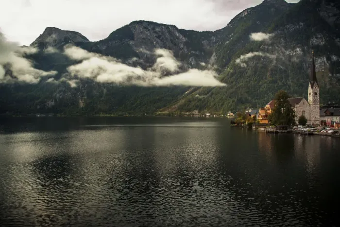 Framed Print : Hallstat and lake