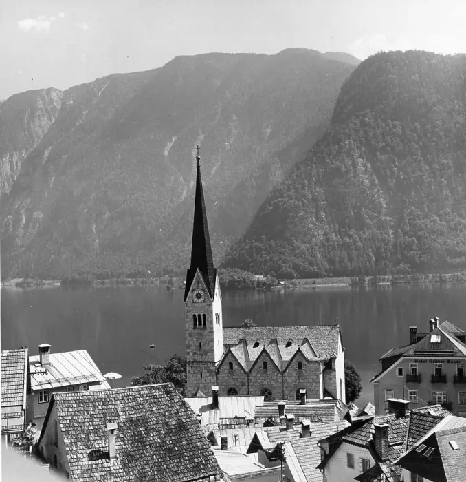 Framed Print : Hallstatt. July 1967: The Austrian village of Hallstatt, about 225 km south-west of Vienna Framed Print : Hallstatt. July 1967: The Austrian village of Hallstatt, about 225 km south-west of Vienna