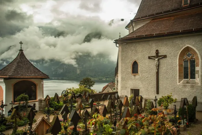 Framed Print : Hallstatt Cemetery and Lake Framed Print : Hallstatt Cemetery and Lake