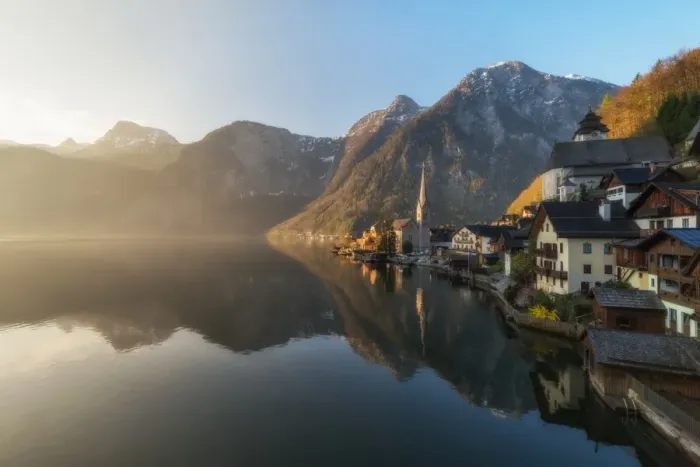 Framed Print : Hallstatt in morning time, Austria Framed Print : Hallstatt in morning time, Austria