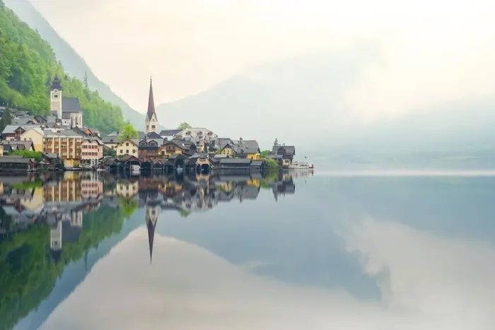 Framed Print : Hallstatt mountain village with Hallstatter See in the Austrian Alps, region of Salzkammergut, Austria Framed Print : Hallstatt mountain village with Hallstatter See in the Austrian Alps, region of Salzkammergut, Austria