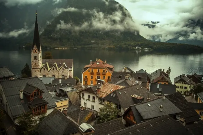Framed Print : Hallstatt Village and Lake Framed Print : Hallstatt Village and Lake