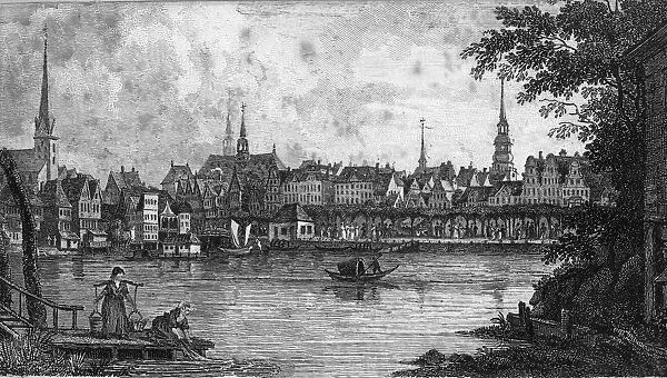 Hamburg. 1st November 1799: The Ladies Walk alongside the river in Hamburg