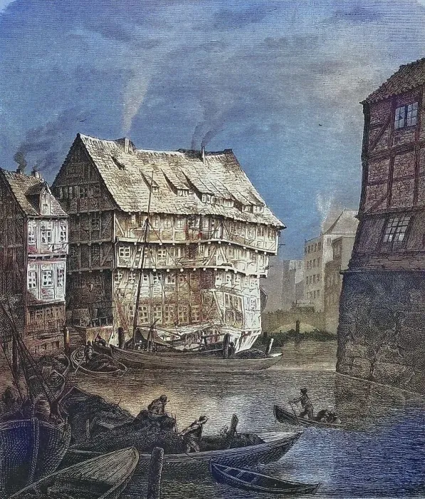 Framed Print : Hamburger Fleet, Hamburg, Germany, historical engraving, 1869, Historic, digitally restored reproduction from a 19th century original, coloured, exact date unknown Framed Print : Hamburger Fleet, Hamburg, Germany, historical engraving, 1869, Historic, digitally restored reproduction from a 19th century original, coloured, exact date unknown