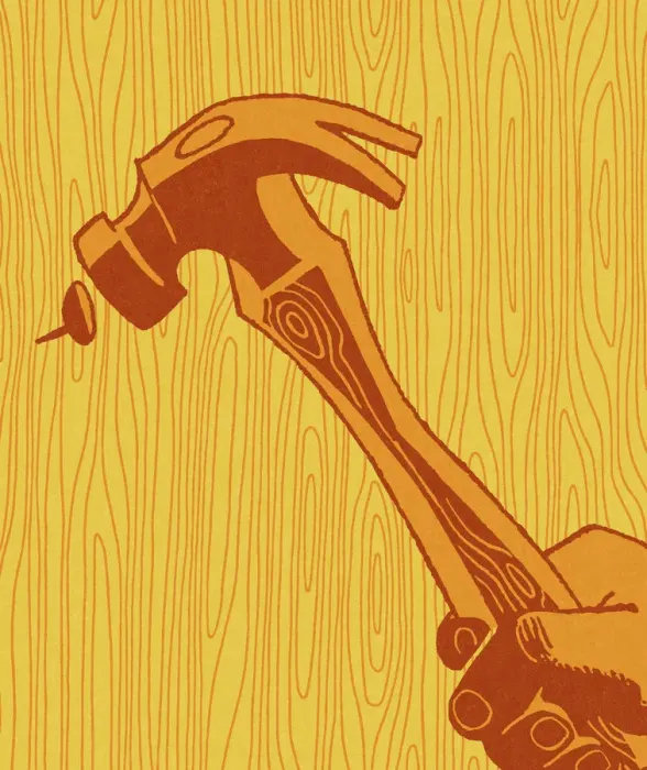 Framed Print : Hammering Nail in to Wood