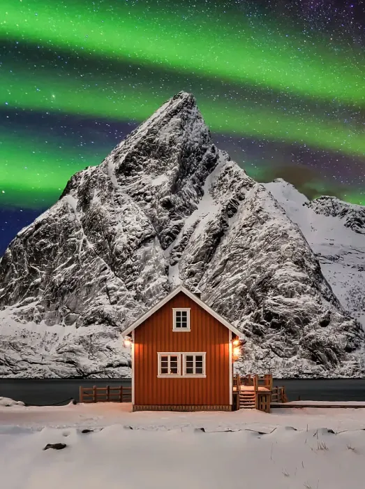 Framed Print : Hamnoy Northern Lights Lofoten Norway Winter Framed Print : Hamnoy Northern Lights Lofoten Norway Winter