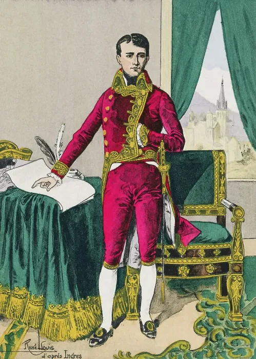 Framed Print : Hand-Colored Print after Bonaparte as First Consul by Jean Auguste Dominique Ingres Framed Print : Hand-Colored Print after Bonaparte as First Consul by Jean Auguste Dominique Ingres