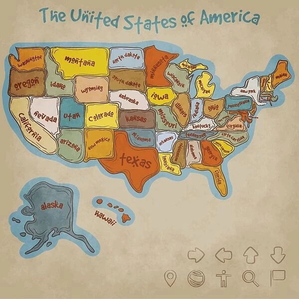 Hand Drawn Map of the United States of America